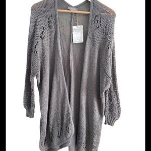 NWT Wooden Ships Renee Gray open Knit Cardigan sweater